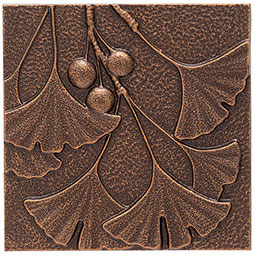Whitehall Products LLC - WH10247 - 8"L x 8"W x 1"H Gingko Leaf Wall Decor, Antique Copper