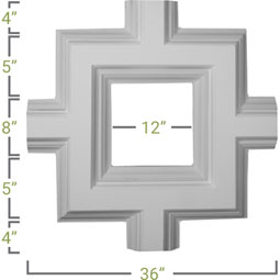 Ekena Millwork - CC08ISI04X36X36DE - 36"W x 4"P x 36"L Inner Square Intersection for 8" Deluxe Coffered Ceiling System (Kit)