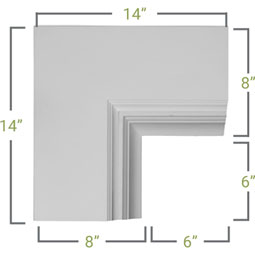 Ekena Millwork - CC08PIC04X14X14DE - 14"W x 4"P x 14"L Perimeter Inside Corner for 8" Deluxe Coffered Ceiling System (Kit)
