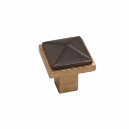 Hardware International - HI-EC-SQUARE-PYRAMID-KNOB - Edge Two-Tone Style, Bronze Contemporary Square Pyramid Knob