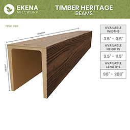 Ekena Millwork - BMMAS3 - 3-Sided (U-Beam) Mena HeritageTimber Faux Wood Ceiling Beam