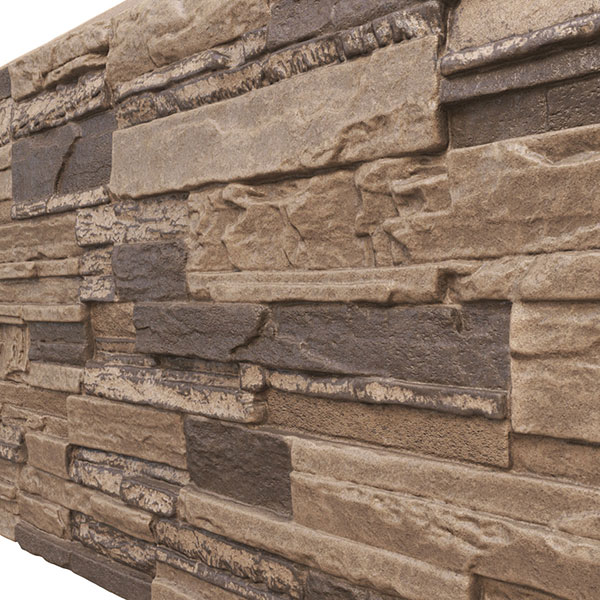 Ekena Millwork - PNU24X48CA - 48 5/8"W x 24 3/4"H x 1 1/4"D Cascade Stacked Stone, StoneCraft Faux Riverrock Siding Panel
