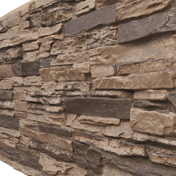 Ekena Millwork - PNU24X48CN - 45 3/4"W x 24 1/2"H x 1 1/4"D Canyon Ridge Stacked Stone, StoneCraft Faux Riverrock Siding Panel