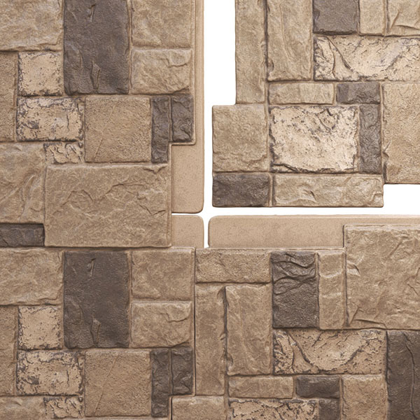 Ekena Millwork - PNU24X48CR - 49"W x 24 1/2"H x 1 1/4"D Castle Rock Stacked Stone, StoneCraft Faux Riverrock Siding Panel