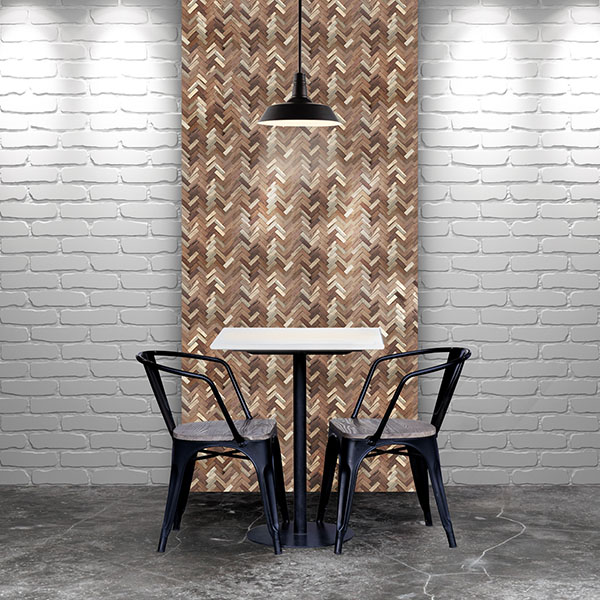 Ekena Millwork - WPW12X12HEMENA - 11 7/8"W x 11 7/8"H x 1/2"P Herringbone Boat Wood Mosaic Wall Tile, Natural Finish