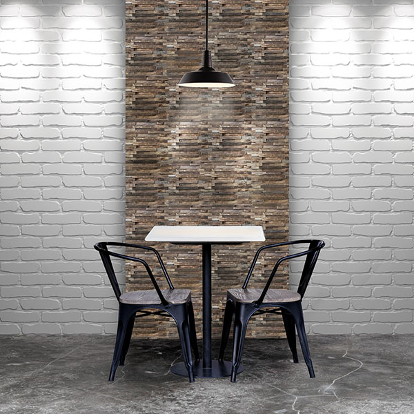 Ekena Millwork - WPW12X12INMENA - 11 7/8"W x 11 7/8"H x 1/2"P Interlocking Boat Wood Mosaic Wall Tile, Natural Finish