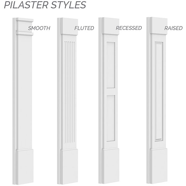 Ekena Millwork - PILPDRP-2 - Two Equal Raised Panel PVC Pilaster w/Standard Capital & Base (Pair)