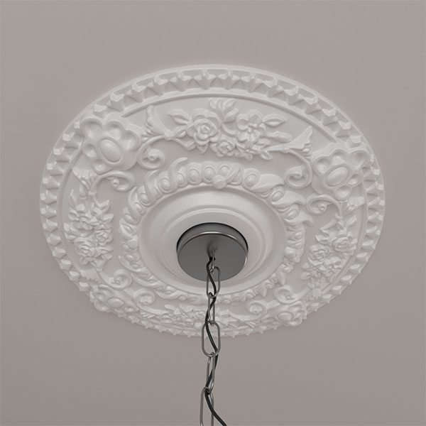 Ekena Millwork - CM18RO_P - 18"OD x 3 1/2"ID x 1 1/2"P Rose Ceiling Medallion (Fits Canopies up to 7 1/4")