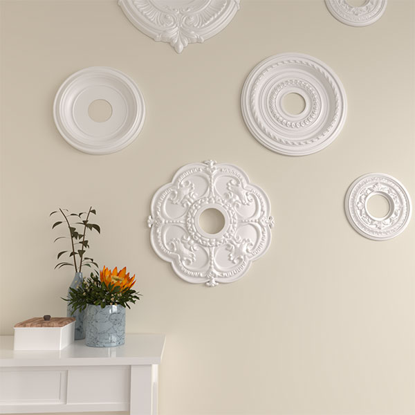 Ekena Millwork - CM17RO_P - 18"OD x 3 1/2"ID x 1 1/2"P Rotherham Ceiling Medallion (Fits Canopies up to 3 1/2")