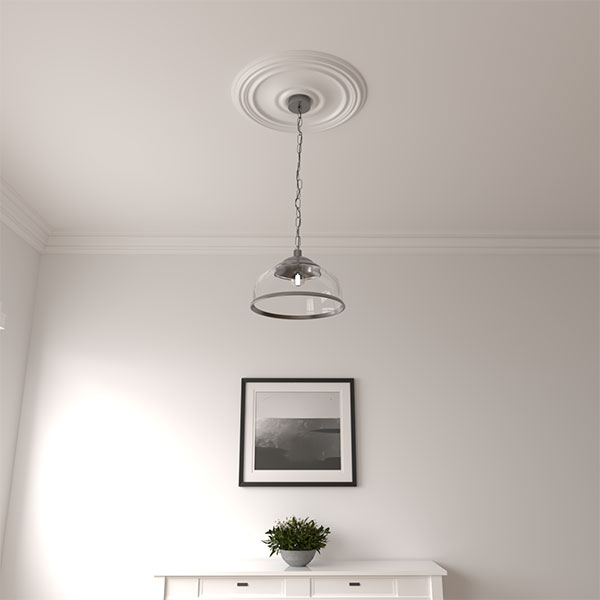 Ekena Millwork - CM21RE_P - 21"OD x 1 1/4"P Reece Ceiling Medallion (Fits Canopies up to 6 3/4")
