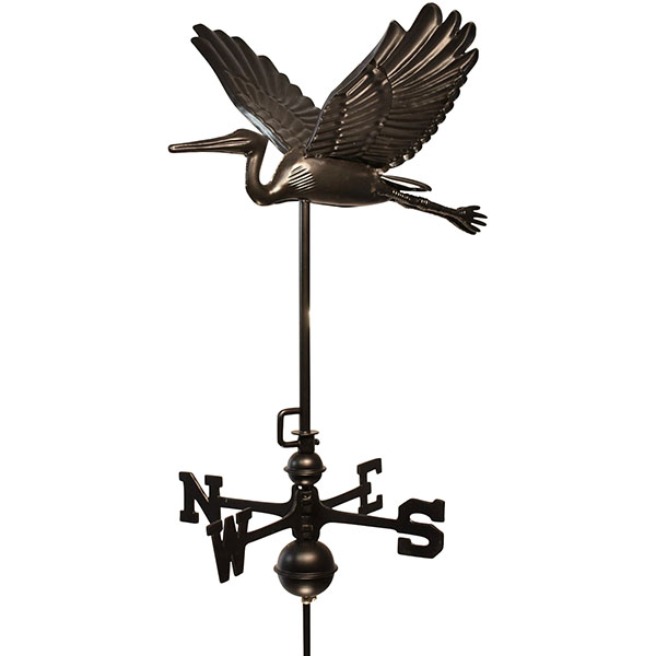 Dalvento, LLC - DVFLYINGHERON-T - Flying Heron Weathervane with Traditional Directionals and Globes