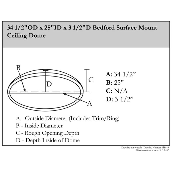 Ekena Millwork - DOME34BE - 34 1/2"OD x 25"ID x 3 1/2"D Bedford Surface Mount Ceiling Dome
