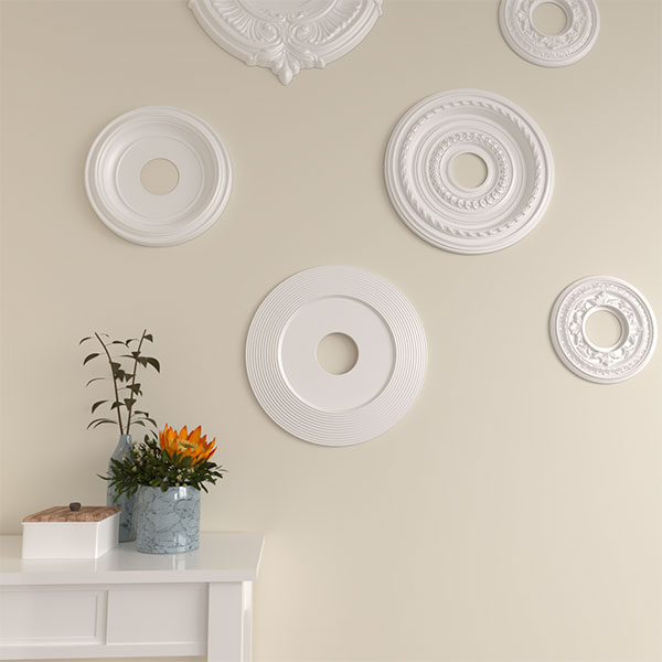 Ekena Millwork - CM16AD_P - 16 1/8"OD x 3 5/8"ID x 1"P Adonis Ceiling Medallion (Fits Canopies up to 10 1/4")