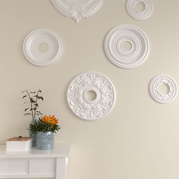 Ekena Millwork - CM16AP_P - 16 1/2"OD x 3 5/8"ID x 1 1/8"P Apollo Ceiling Medallion (Fits Canopies up to 5 5/8")