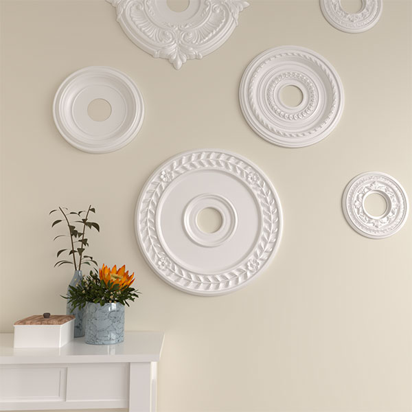 Ekena Millwork - CM21WR_P - 21 1/8"OD x 3 5/8"ID x 7/8"P Wreath Ceiling Medallion (Fits Canopies up to 6")
