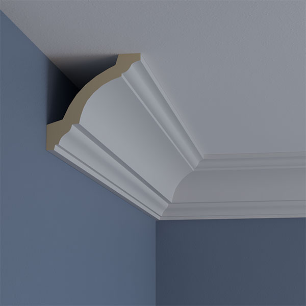 Ekena Millwork - MLD03X03X04SA - 3 1/4"H x 3 1/4"P x 4 1/2"F x 94 1/2"L Salem Traditional Cove Crown Moulding