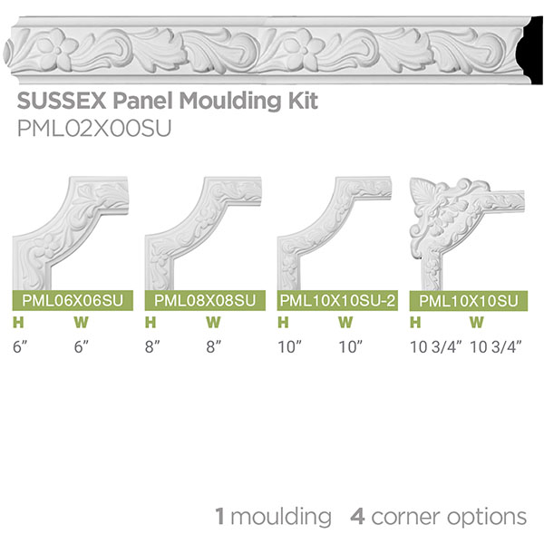 Ekena Millwork - PML02X00SU - 2"H x  7/8"P x 94 1/2"L  Sussex Floral Panel Moulding