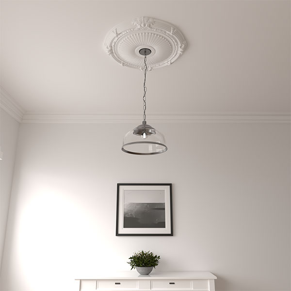 Ekena Millwork - CM27HE_P - 27 1/2"OD x 3 7/8"ID x 2 1/4"P Heaton Ceiling Medallion (Fits Canopies up to 6 1/2")