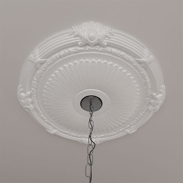 Ekena Millwork - CM27HE_P - 27 1/2"OD x 3 7/8"ID x 2 1/4"P Heaton Ceiling Medallion (Fits Canopies up to 6 1/2")