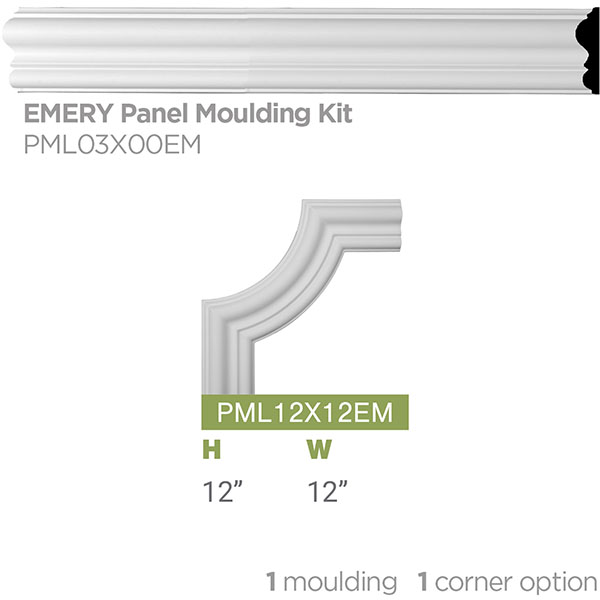 Ekena Millwork - PML03X00EM - 3 1/8"H x 3/4"P x 94 1/2"L Emery Panel Moulding