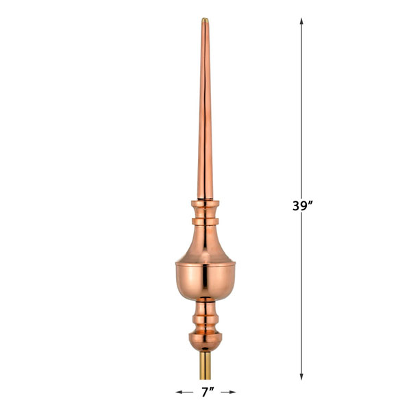 Good Directions - GD743 - 39" Victoria Pure Copper Rooftop Finial with Roof Mount