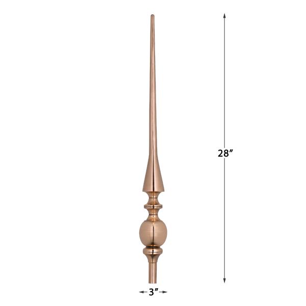 Good Directions - GD755 - 28" Aragon Pure Copper Rooftop Finial with Roof Mount