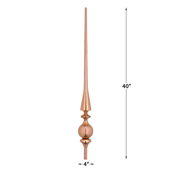 Good Directions - GD756 - 40"Aragon Pure Copper Rooftop Finial with Roof Mount