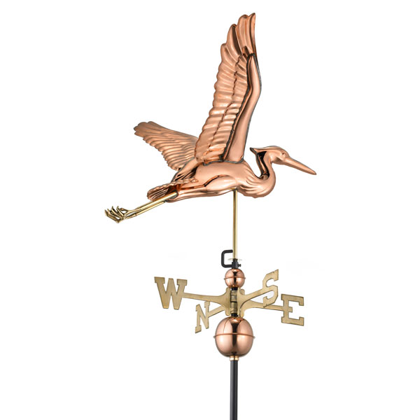 Good Directions - GD9606P - Blue Heron Weathervane - Pure Copper