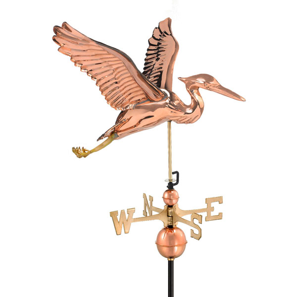 Good Directions - GD9606P - Blue Heron Weathervane - Pure Copper