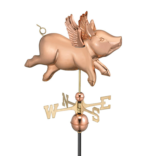Good Directions - GD9612P - Flying Pig Weathervane - Pure Copper