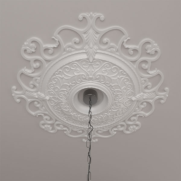 Ekena Millwork - CM38OL_P - 38 3/8"OD x 6 5/8"ID x 2 7/8"P Orleans Ceiling Medallion (Fits Canopies up to 8 1/4")