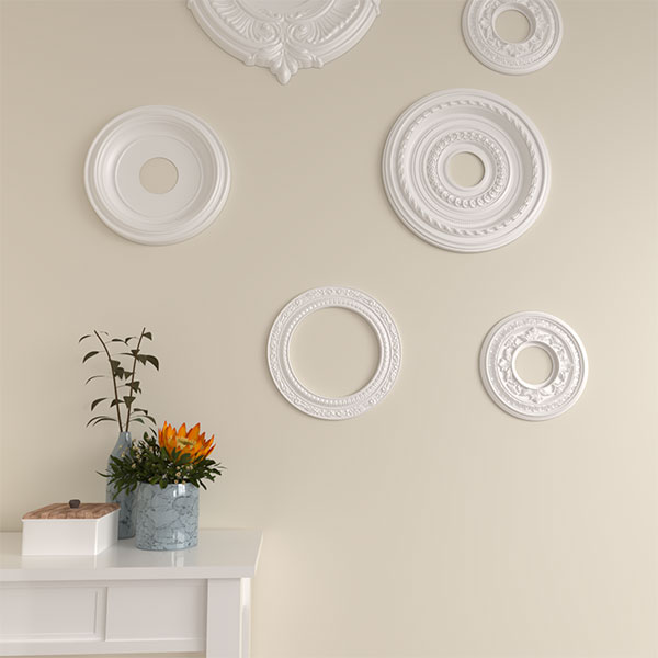 Ekena Millwork - CM12AD_P - 12"OD x 8"ID x 1/2"P Andrea Ceiling Medallion (Fits Canopies up to 8")