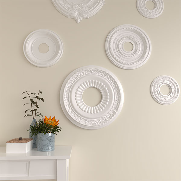 Ekena Millwork - CM20LN_P - 20 5/8"OD x 6 1/4"ID x 1 3/8"P Lauren Ceiling Medallion (Fits Canopies up to 6 1/4")