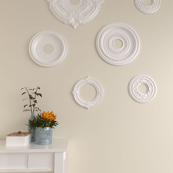 Ekena Millwork - CM11BN_P - 11 1/8"OD x 6 1/8"ID x 5/8"P Benson Ceiling Medallion (Fits Canopies up to 6 1/8")