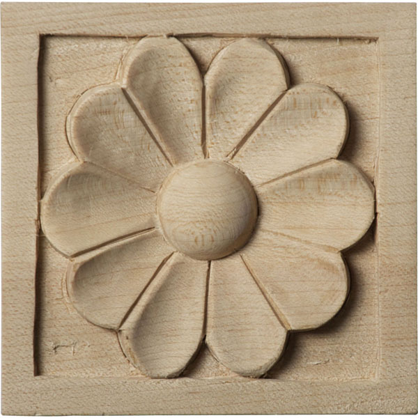 Ekena Millwork - ROSWME - 3"W x 3"H x 5/8"P Small Medway Square Rosette