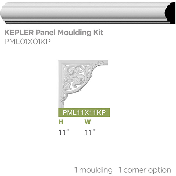 Ekena Millwork - PML01X01KP - 1 1/8"H  x 1/2"P x 94 1/2"L Kepler Panel Moulding