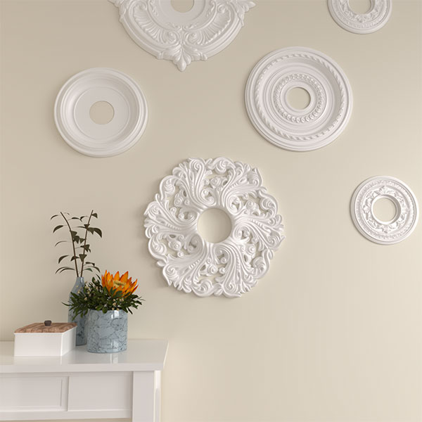 Ekena Millwork - CM19OR_P - 19 5/8"OD x 4 3/4"ID x 1 3/4"P Orrington Ceiling Medallion (Fits Canopies up to 4 3/4")