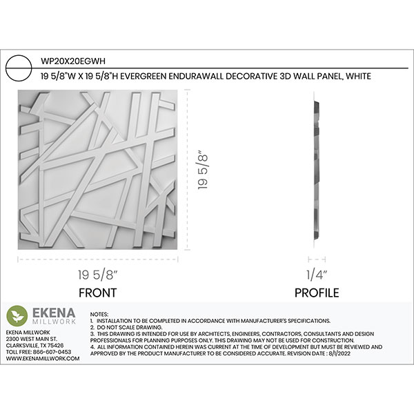 Ekena Millwork - WPEG - 19 5/8"W x 19 5/8"H Evergreen EnduraWall Decorative 3D Wall Panel