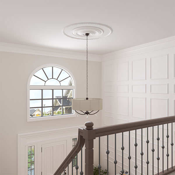 Ekena Millwork - CR49SU_P - 49 1/4"OD x 45 1/4"ID x 2"W x 7/8"P Sussex Floral Ceiling Ring