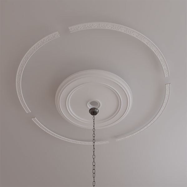 Ekena Millwork - CR73ME_P - 74 3/4"OD x 68 1/2"ID x 3 1/8"W x 1/2"P Medway Floral Ceiling Ring