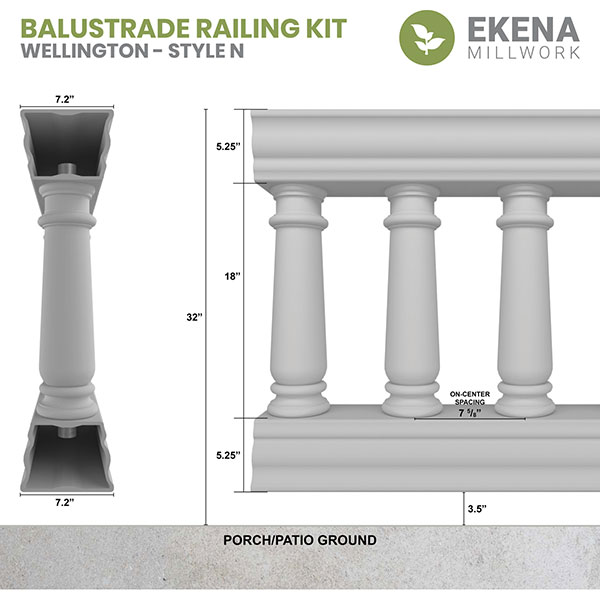 Ekena Millwork - BALKWE - Fiberthane Wellington Balustrade Railing Kit
