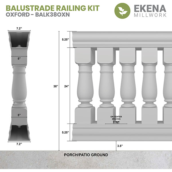 Ekena Millwork - BALKOX - Fiberthane Oxford Balustrade Railing Kit