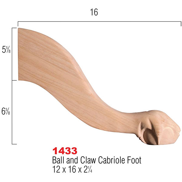 Osborne Wood Products, Inc. - OSFTBNCCBRL - Ball and Claw Cabriole Foot