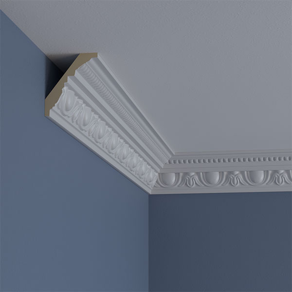 Ekena Millwork - MLD03X02X04TR - 3 1/4"H x 2 3/4"P x 4 3/8"F x 94 1/2"L, (3 7/8" Repeat) Traditional Egg & Dart with Beads Crown Moulding