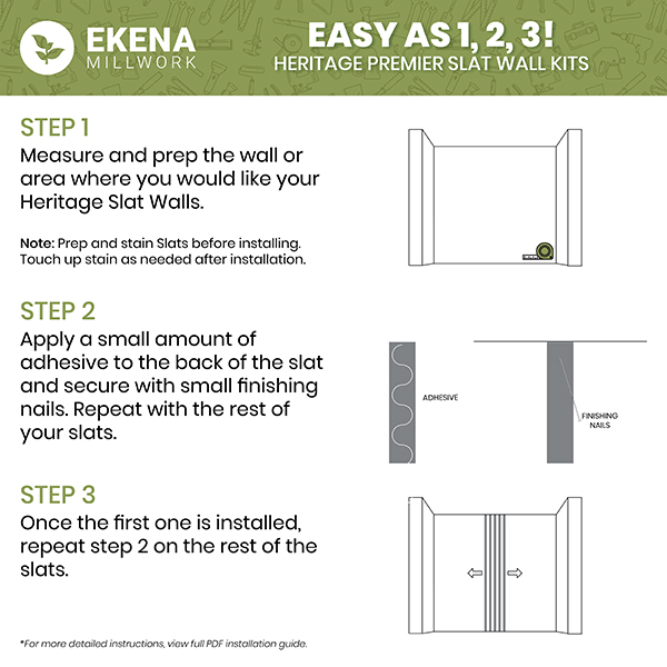 Ekena Millwork - SWHTR - Heritage Premier Traditional Stain Grade Solid Hardwood Adjustable Slat Wall Kit