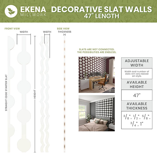 Ekena Millwork - SWPBZS - Brazos PVC Adjustable Decorative Slat Wall Panel Kit