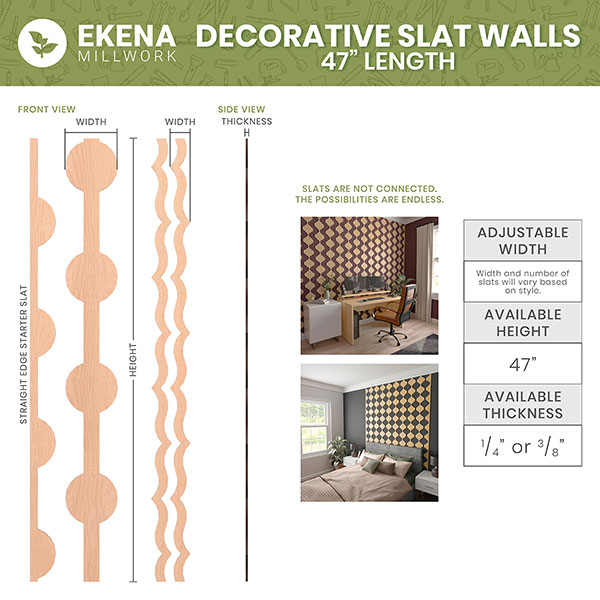 Ekena Millwork - SWWPDA - Pandora Adjustable Wood Decorative Slat Wall Panel Kit