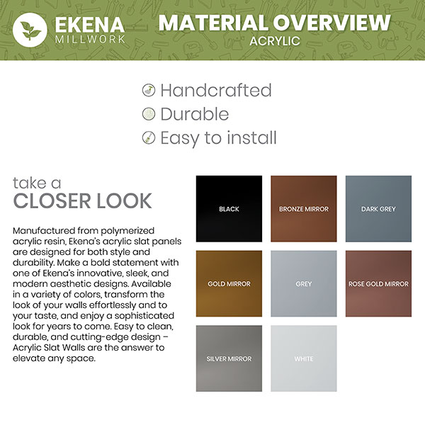 Ekena Millwork - SWA - Adjustable Acrylic Slat Wall Panel Kit w/ 4"W Slats