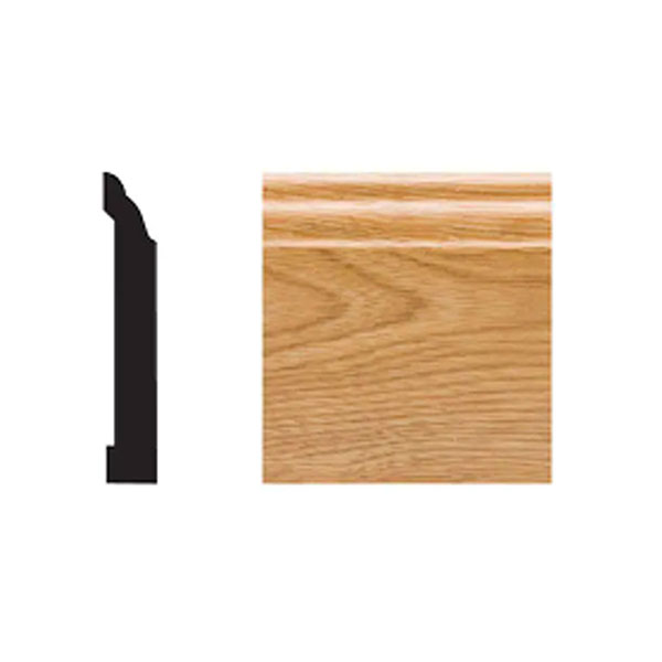 Royal Building Products, Inc - BBD5074367 - PVC Baseboard Moulding, 3 1/4"H x 1/2"P x 96"L, PVC Imperial Oak