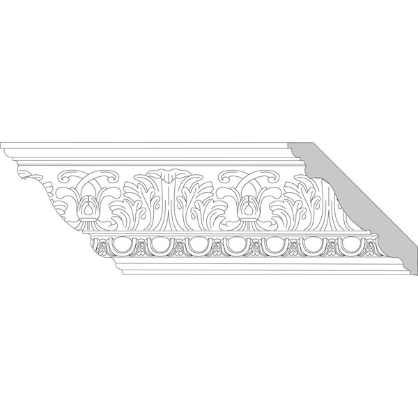 Pearlworks - MLD-430C-1 - 4 3/4"H x 4 3/4"P x 6 1/2"F Acanthus Leaf & Scroll with Egg & Feather (Sold in Random Lengths Per Foot)